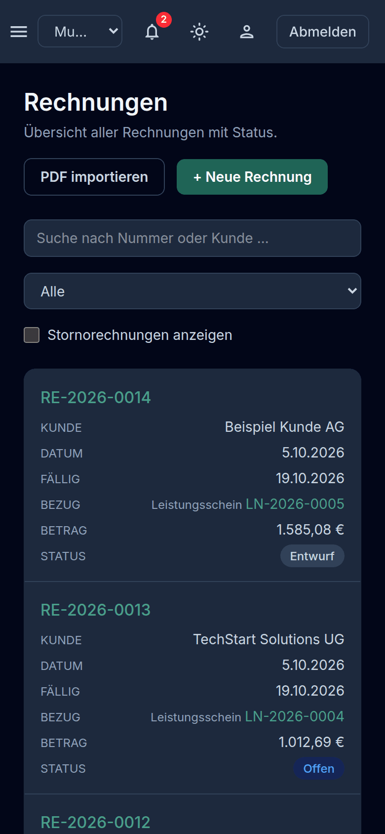Mobile Ansicht