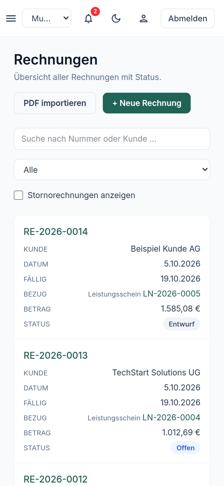 Mobile Ansicht