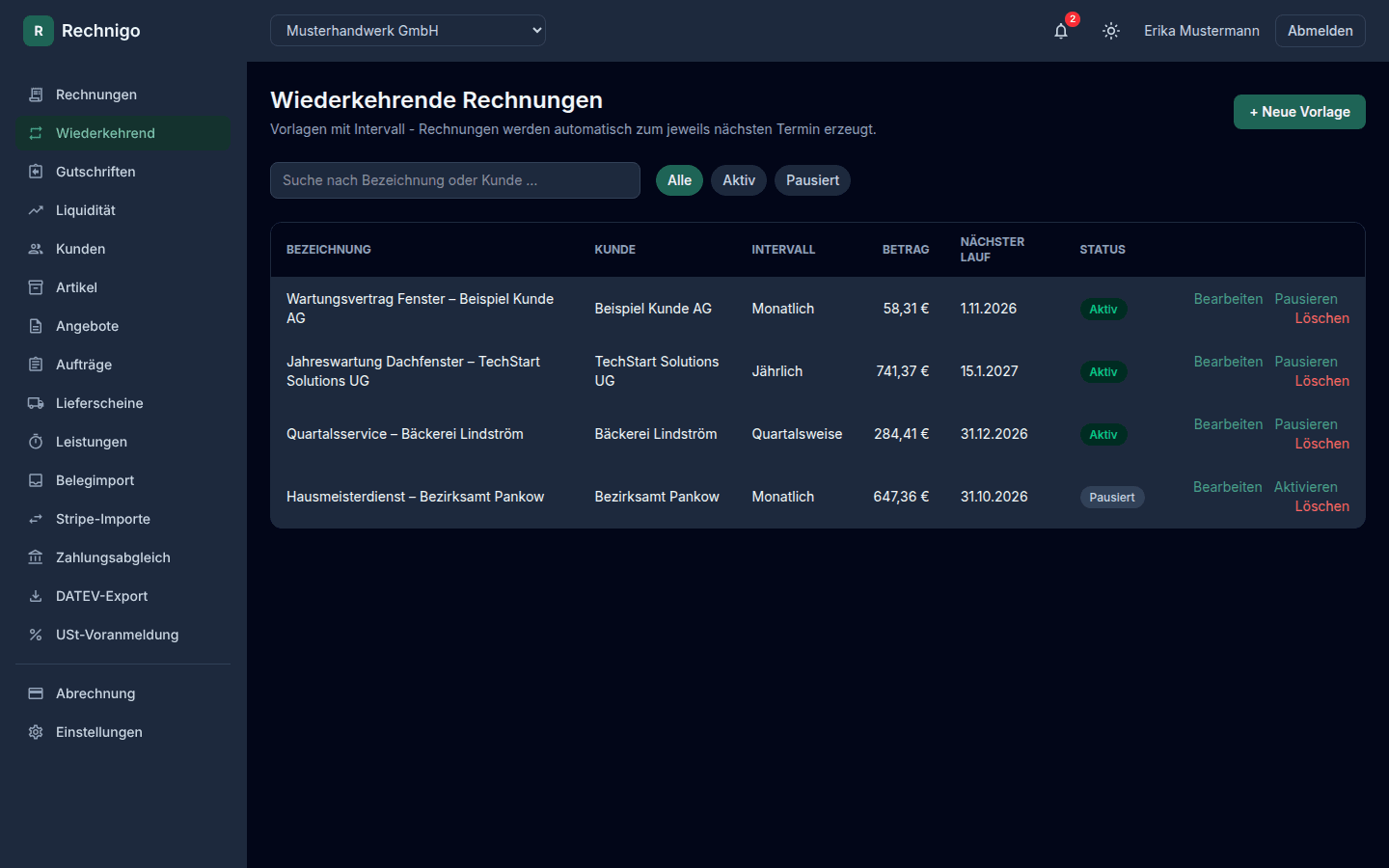 Wiederkehrende Rechnungen