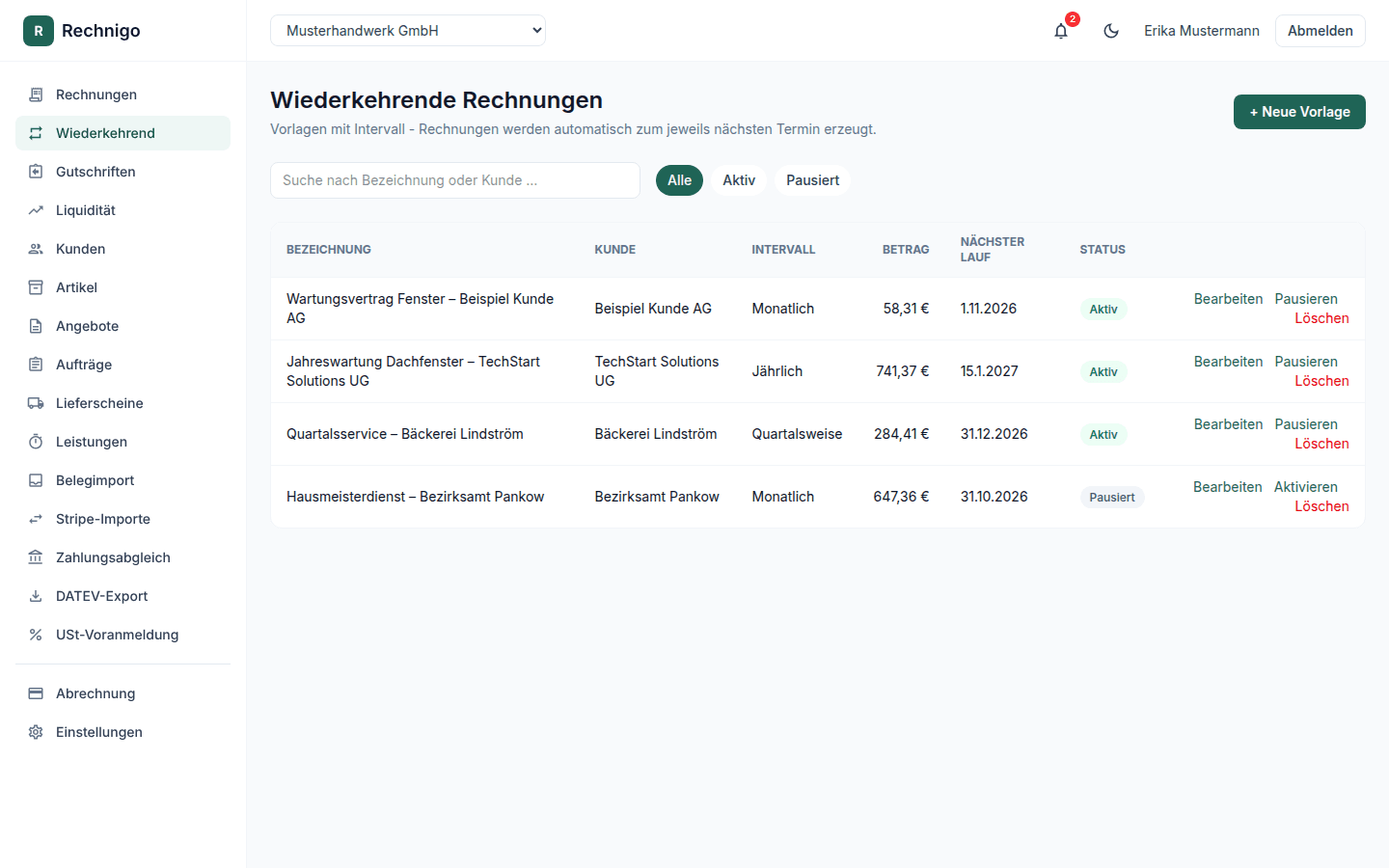 Wiederkehrende Rechnungen